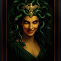 The Deviousness Of Medusa And Her Captive Golden Eyes Alluring AI Concept Art by Xzendor7 by Xzendor7