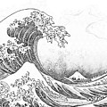 The Great Wave Off Kanagawa Pencil Drawing Poster By Jefferson Of Japan Pixels