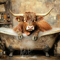 The Long Hair Cow in a Bubble Bath by JC Findley