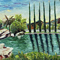 The Pond at Gershon Bachus Vintners Temecula Painting by Roxy Rich The Pond at Gershon Bachus Vintners Temecula Painting by Roxy Rich