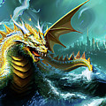 The sea dragon turf battle kaiju mural Mixed Media by Shawn Dall The sea dragon turf battle kaiju mural Mixed Media by Shawn Dall