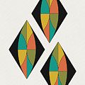 Triple Diamonds Mid Century on white with diagonal line background Digital Art by DB Artist Triple Diamonds Mid Century on white with diagonal line background Digital Art by DB Artist
