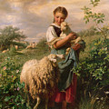 The.Shepherdess Painting by Johann Baptist Hofner The.Shepherdess Painting by Johann Baptist Hofner