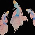 Three Betta Painting by Laurel Best Three Betta Painting by Laurel Best