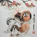 Three Pekes in a Pod - 2 Painting by Carmen Lam Three Pekes in a Pod - 2 Painting by Carmen Lam