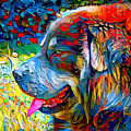 Tibetan Mastiff dog sitting profile with its mouth open - colorful palette knife oil texture Digital Art by Nicko Prints Tibetan Mastiff dog sitting profile with its mouth open - colorful palette knife oil texture Digital Art by Nicko Prints