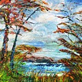 Colorful Cheerful Autumn Lake Oil Painting  by Catherine Ludwig Donleycott