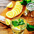 Top view of mojito drink ingredients on vintage wooden table. Mi Photograph by Jelena Jovanovic Top view of mojito drink ingredients on vintage wooden table. Mi Photograph by Jelena Jovanovic