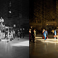 Train Station - Meet me at the clock 1941 - Side by Side Photograph by Mike Savad Train Station - Meet me at the clock 1941 - Side by Side Photograph by Mike Savad