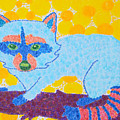 Trash Panda Polka Bright Pen and Ink Circle Drawing of a Racoon  by Ali Baucom