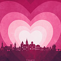 Trier Germany Skyline Hearts Pink #63 by Michael Tompsett