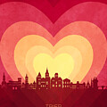 Trier Germany Skyline Hearts Red Yellow #31 by Michael Tompsett