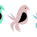 Trio of Whimsical Birds Digital Art by Donna Mibus