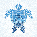 Tropical Island Sea Turtle Design in Blue Digital Art by John Schwegel Tropical Island Sea Turtle Design in Blue Digital Art by John Schwegel
