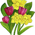 Tulips and Daffodils Mixed Media by Lisa Neuman Tulips and Daffodils Mixed Media by Lisa Neuman
