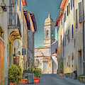 Tuscan Hill Town of San Quirico d'Orcia, Painterly Photograph by Marcy Wielfaert Tuscan Hill Town of San Quirico d'Orcia, Painterly Photograph by Marcy Wielfaert
