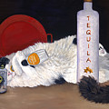 Tuxedo Cat and Tequila Painting by Karen Zuk Rosenblatt Tuxedo Cat and Tequila Painting by Karen Zuk Rosenblatt