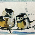Two Fat Chickadees Painting by Roxy Rich Two Fat Chickadees Painting by Roxy Rich