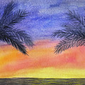 Two Palm Trees at Sunset Painting by Lisa Neuman Two Palm Trees at Sunset Painting by Lisa Neuman