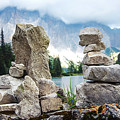 Two stone towers as route markers. Photograph by Bernhard Schaffer Two stone towers as route markers. Photograph by Bernhard Schaffer