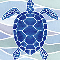Ultramarine Blue Giant Turtle In Waves Watercolor Painting by Irina Sztukowski Ultramarine Blue Giant Turtle In Waves Watercolor Painting by Irina Sztukowski