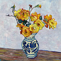 Vase with yellow roses still life impressionism impasto painting by Vitali Komarov Vase with yellow roses still life impressionism impasto painting by Vitali Komarov