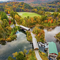 Vertical Vermont autumn colors over the Willard Twin Bridges Photograph by Jeff Folger Vertical Vermont autumn colors over the Willard Twin Bridges Photograph by Jeff Folger