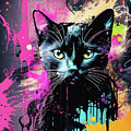 Vibrant Black Cat Art by Mark Tisdale