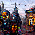 Victorian Steampunk City, 02 Painting by AM FineArtPrints Victorian Steampunk City, 02 Painting by AM FineArtPrints