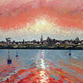 View from Stagnaro's, Santa Cruz Wharf Painting by PJ Kirk View from Stagnaro's, Santa Cruz Wharf Painting by PJ Kirk