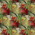 Vintage Kitchen Fruits and Veggies Wallpaper  by Shelli Fitzpatrick