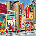 Vintage Main Street Christmas Wall Art Panorama Digital Art by Diane Dempsey