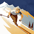Vintage Skier Painting by Sassan Filsoof Vintage Skier Painting by Sassan Filsoof