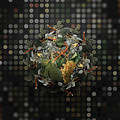 Vintage Vermentino Grapes Fruit Wreath on Bokeh Dot Pattern n.0965 by Holy Rock Design