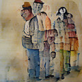 Waiting On Line Abstract Watercolor Painting by David Dehner Waiting On Line Abstract Watercolor Painting by David Dehner