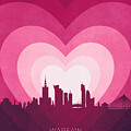 Warsaw Poland Skyline Hearts Pink #12 by Michael Tompsett