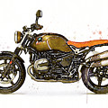 Watercolor BMW NineT SCRAMBLER motorcycle - oryginal artwork by Vart. Painting by Vart Watercolor BMW NineT SCRAMBLER motorcycle - oryginal artwork by Vart. Painting by Vart