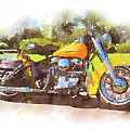 Watercolor Classic Harley-Davidson Panhead by Vart. Painting by Vart Watercolor Classic Harley-Davidson Panhead by Vart. Painting by Vart