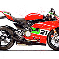 Watercolor Ducati Panigale V2 Bayliss motorcycle, oryginal artwork Painting by Vart Studio Watercolor Ducati Panigale V2 Bayliss motorcycle, oryginal artwork Painting by Vart Studio
