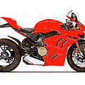 Watercolor Ducati Panigale V4S 2022 motorcycle - oryginal artwork by Vart. Painting by Vart Studio Watercolor Ducati Panigale V4S 2022 motorcycle - oryginal artwork by Vart. Painting by Vart Studio