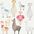 Watercolor Llamas Painting by Modern Art Watercolor Llamas Painting by Modern Art