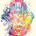 Watercolor - The Hamsa by Vart Painting by Vart Studio Watercolor - The Hamsa by Vart Painting by Vart Studio