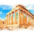 Watercolor. The Parthenon, Greece by Vart Painting by Vart Watercolor. The Parthenon, Greece by Vart Painting by Vart