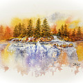 Watercolor Waterfall Painting by Shirley Dutchkowski Watercolor Waterfall Painting by Shirley Dutchkowski