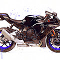 Watercolor Yamaha R1M motorcycle - oryginal artwork by Vart. Painting by Vart Studio Watercolor Yamaha R1M motorcycle - oryginal artwork by Vart. Painting by Vart Studio