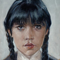 Wednesday popular characters head paintings Wednesday Addams by Martin Davey