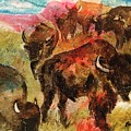 Where Buffalo Roam Painting by Elaine Elliott Where Buffalo Roam Painting by Elaine Elliott