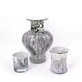 White and Gray Set of Three Glass Art by Christopher Schranck White and Gray Set of Three Glass Art by Christopher Schranck