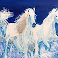 White Horses on Beach Painting by Kathie Camara White Horses on Beach Painting by Kathie Camara