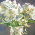 White Peonies detail by Roxanne Dyer